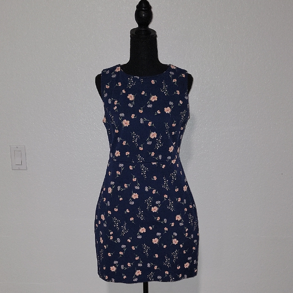 Old Navy Navy Blue Floral Mini Dress